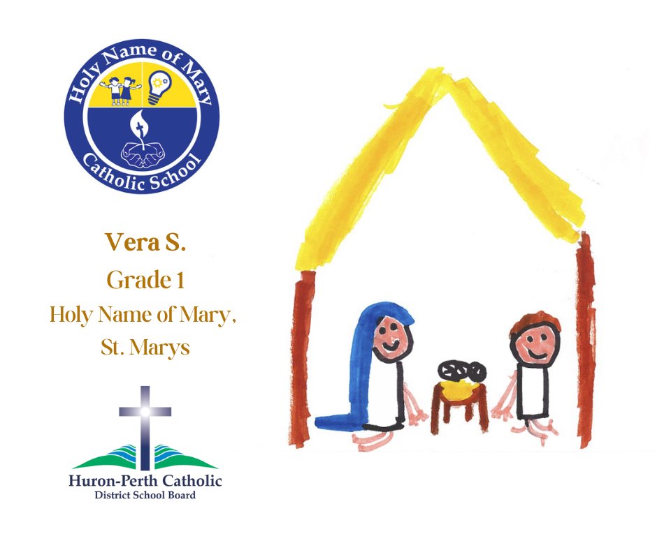 Beautiful artwork from across the district was submitted for the Annual Christmas Card Contest! Check out the adorable artwork from one of our Honourable Mentions, Vera S., a Grade 1 student from Holy Name of Mary.🎨