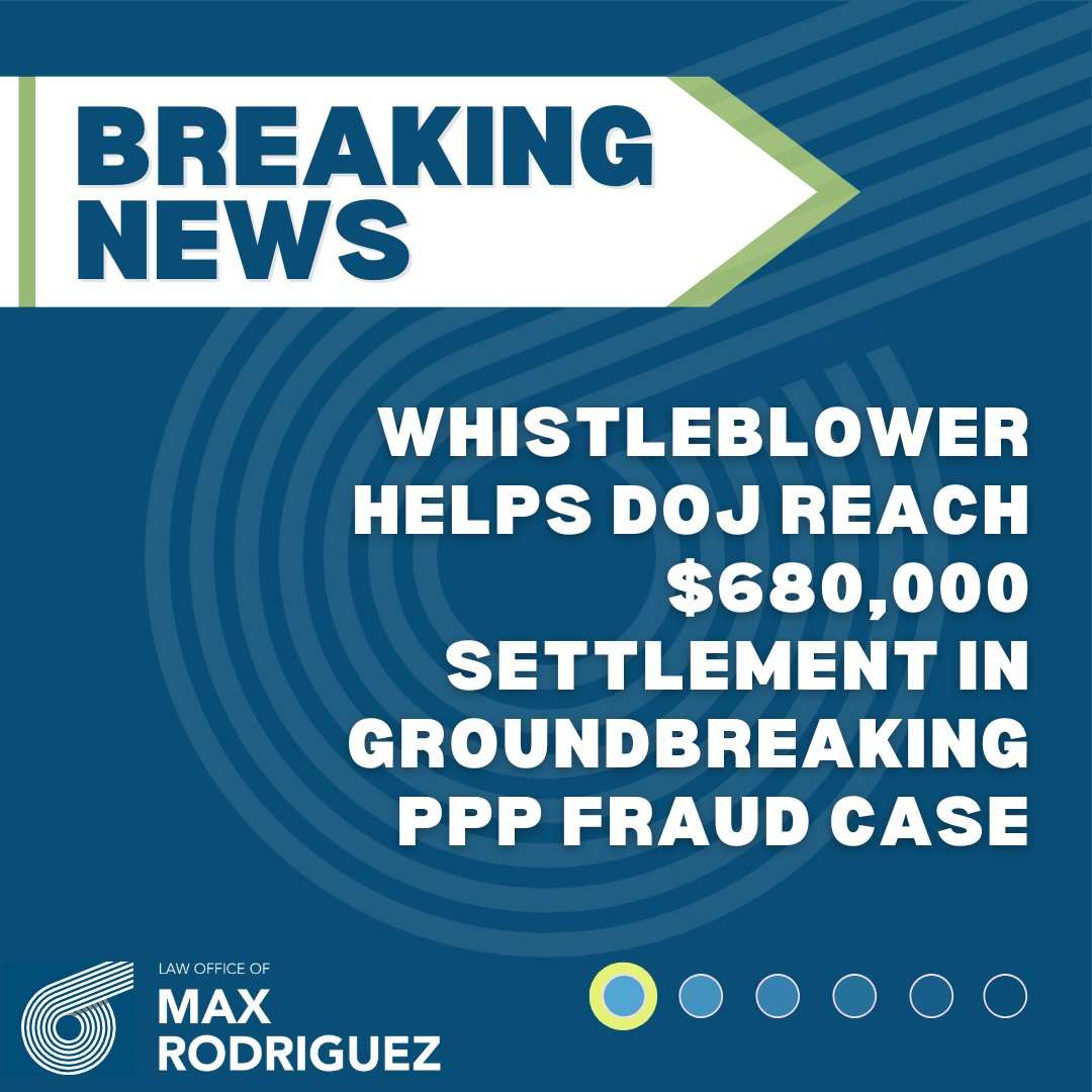 MaxRodriguezLaw's tweet photo. BIG NEWS! DOJ has settled a whistleblower lawsuit filed by our client against a large real estate asset manager who wrongly obtained PPP loans. This is the first time a company has been held accountable for claiming to need aid while business was booming during the pandemic. 🧵👇 https://t.co/02gB993rsf