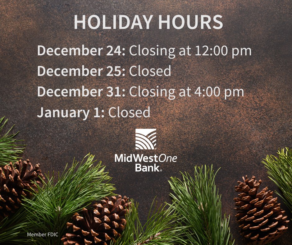 Please note our upcoming holiday hours.