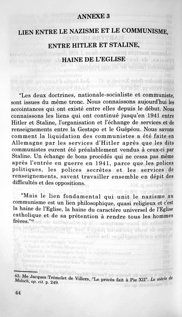 ANNEXE 3

LIEN ENTRE LE NAZISME ET LE COMMUNISME, ENTRE HITLER ET STALINE, HAINE DE L'ÉGLISE

"Les deux doctrines, nationale-socialiste et communiste, sont issues du même tronc. Nous connaissons aujourd'hui les accointances qui ont existé entre elles depuis le début. Nous