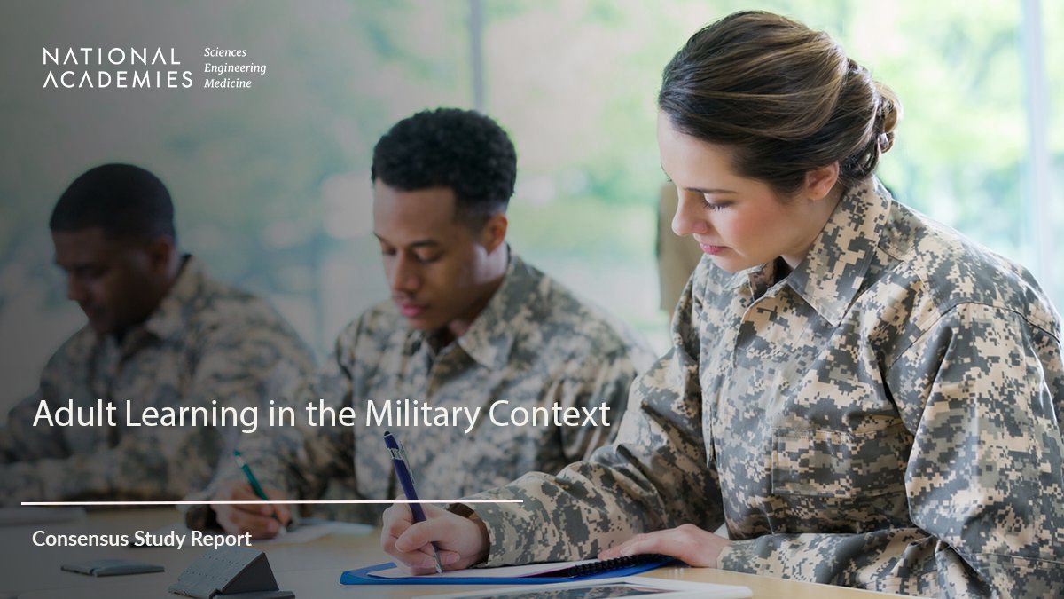 NASEM_DBASSE's tweet image. Given the complex and increasingly unpredictable operational landscape within which the #military operates across land, sea, air, cyberspace, and space, continuous learning is vital. Our new report examines the barriers military #learners face today: ow.ly/A5am50Uu7MS