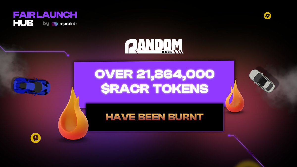 random_race's tweet image. 🔥 $RACR Burn Update 🔥

We’ve now burned 21,864,092 tokens, wiping out 7.28% of the initial supply forever! ✂️

The journey is just getting started - let’s keep moving! 🏁