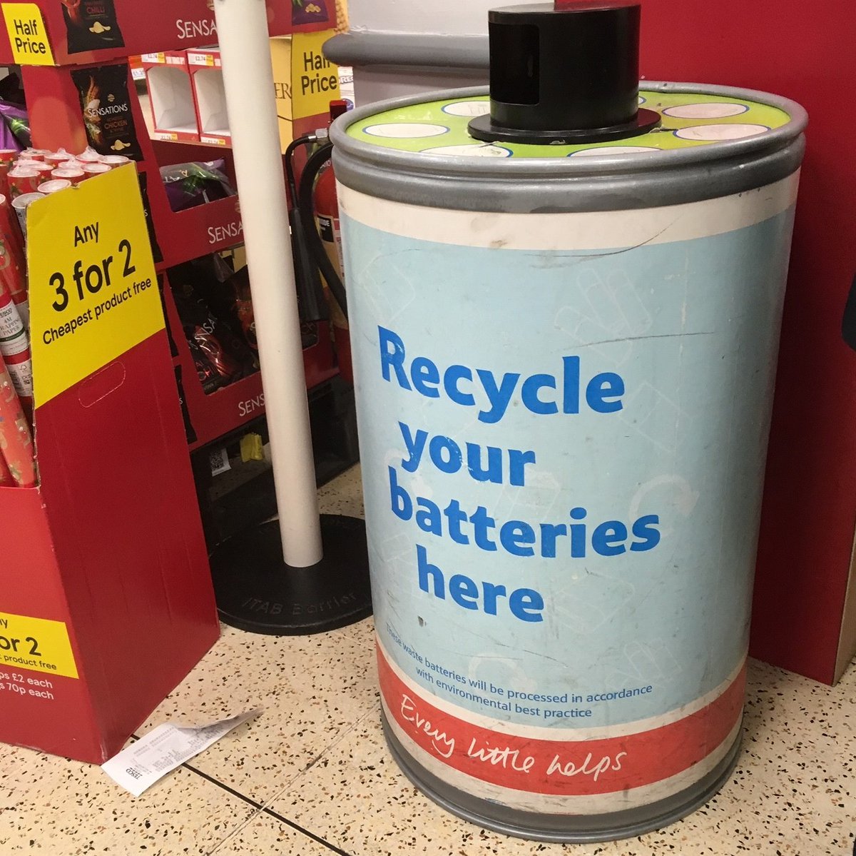 Batteries and electricals should NEVER be put in your rubbish or recycling bin at home as they can cause fires at waste facilities. All recycling centres and most supermarkets have containers to recycle batteries. To find your nearest recycling point: recycleyourelectricals.org.uk/electrical.../