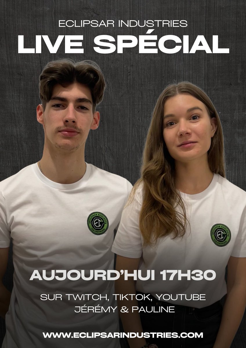 Eclipsar Industries SAS (@eclipsarteam) on Twitter photo 🚨 𝗟𝗜𝗩𝗘 𝗦𝗣É𝗖𝗜𝗔𝗟 𝗔𝗨𝗝𝗢𝗨𝗥𝗗'𝗛𝗨𝗜
On se retrouve à 17h30 avec <a href="/ecp_jeremy/">Jérémy Lefèvre</a> et <a href="/pauline_sayer/">Pauline Sayer</a> ! 🎥
📍 Où ?
En direct sur Twitch, TikTok et YouTube.
👉 Au programme :
✔️Emballages des cadeaux pour les SDF
✔️Vos questions en live
✔️Une ambiance conviviale 🚨 𝗟𝗜𝗩𝗘 𝗦𝗣É𝗖𝗜𝗔𝗟 𝗔𝗨𝗝𝗢𝗨𝗥𝗗'𝗛𝗨𝗜
On se retrouve à 17h30 avec <a href="/ecp_jeremy/">Jérémy Lefèvre</a> et <a href="/pauline_sayer/">Pauline Sayer</a> ! 🎥
📍 Où ?
En direct sur Twitch, TikTok et YouTube.
👉 Au programme :
✔️Emballages des cadeaux pour les SDF
✔️Vos questions en live
✔️Une ambiance conviviale