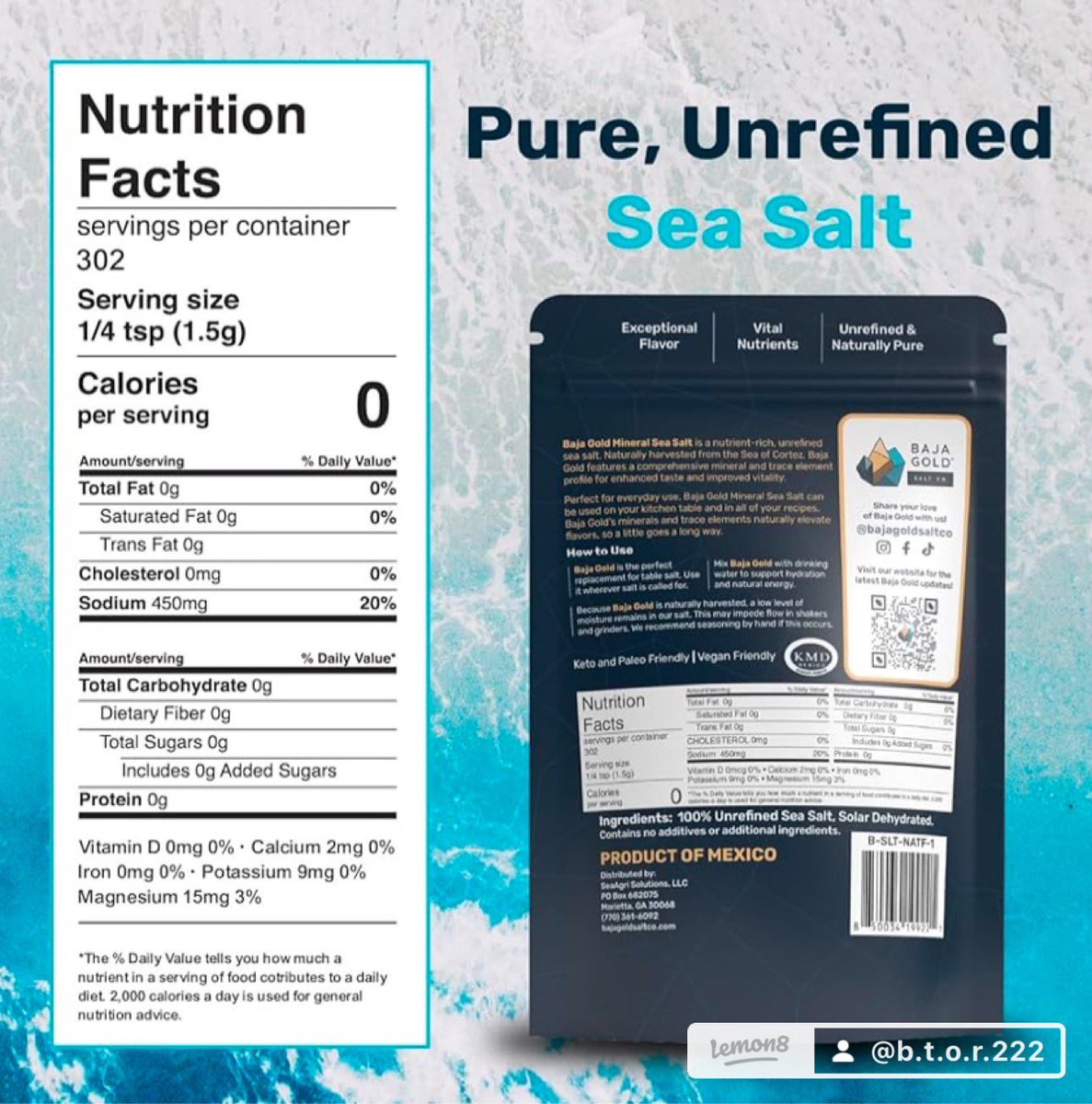 BTOR222's tweet photo. Mineralized, unprocessed, unrefined sea salt is actually good for your body. Natural sea salt provides trace minerals essential to the human body and provides hydration and health benefits.

Get yours today at https://t.co/gGOyXfMf5c https://t.co/oqjNS8NIot