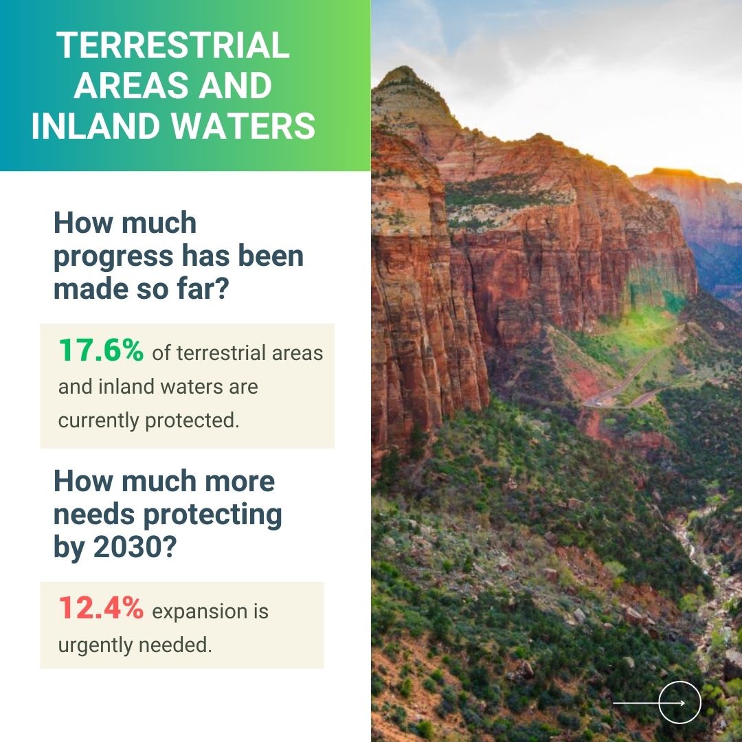 Protected and conserved areas are vital places are vital for both people and #nature but must almost double in area on land &amp; more than triple in the ocean for the 30% target to be reached. 
 
Learn more tinyurl.com/yfk2mcju 
 
<a href="/unepwcmc/">UNEP-WCMC</a> <a href="/protectedplanet/">protectedplanet</a>