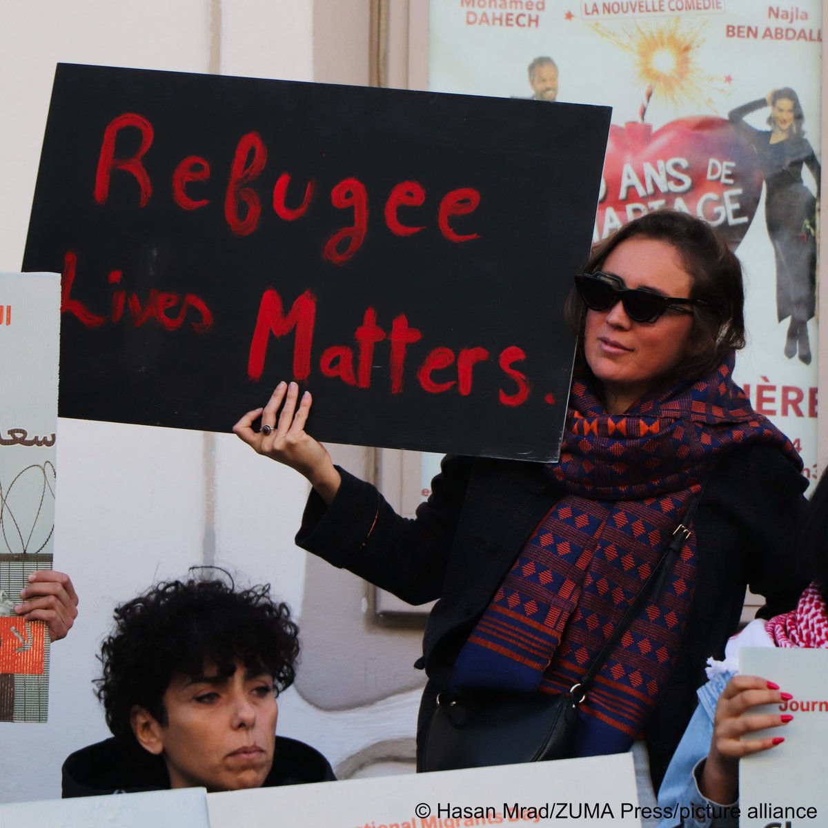 On Dec 18, 2024, International Migrants Day, Tunisian NGO <a href="/FT_DES/">FTDES</a> held a sit-in outside the Municipal Theater in Tunis to call for recognition of migrants' rights &amp;  release of detained activists. The most recent arrest was of Saloua Ghrissa, head of an anti-discrimination group.