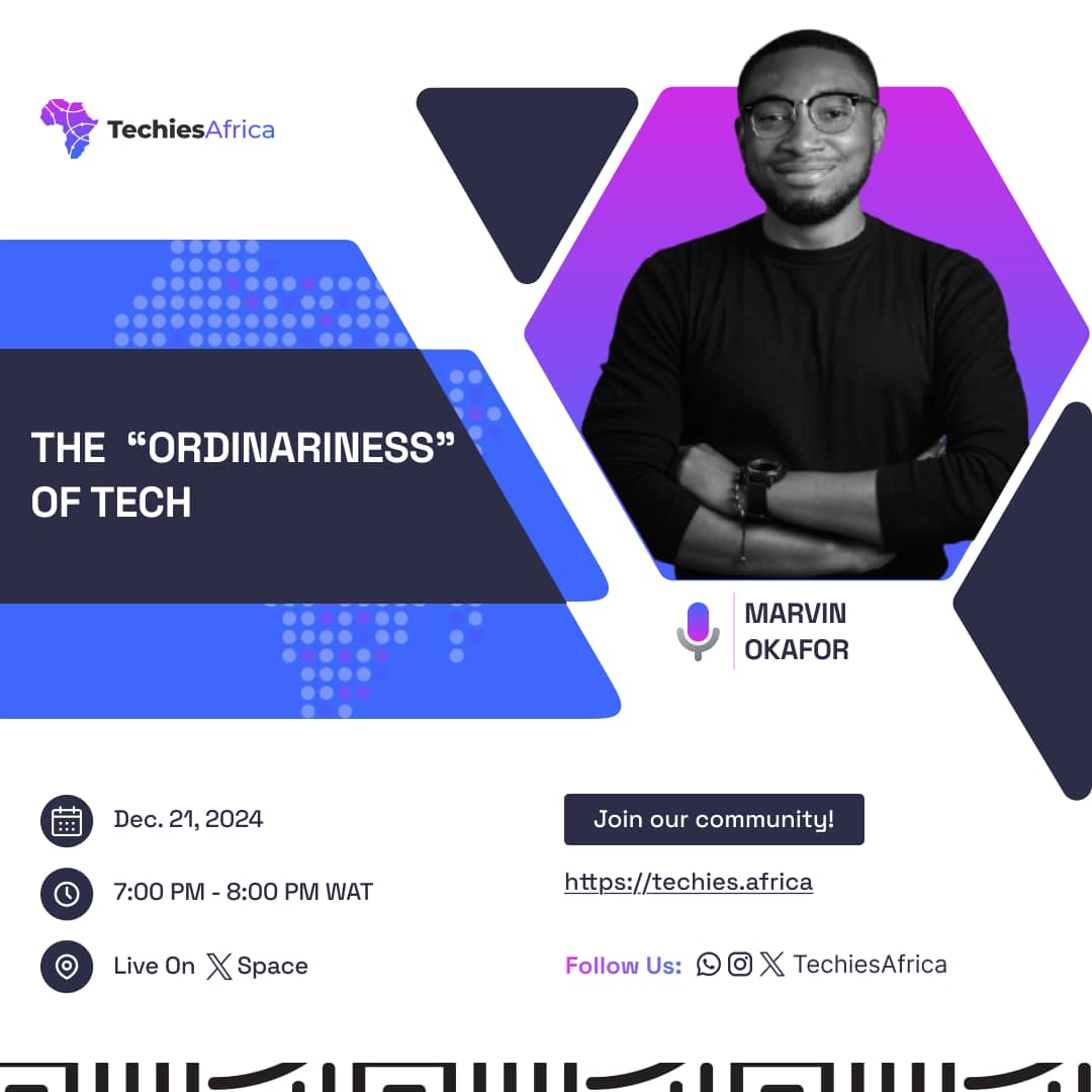 techies_africa's tweet photo. Unveiling the extraordinary in the everyday world of tech. Join us on this Saturday 21st December, 2024.
#Tech4All #Space @techies_africa 

https://t.co/wumnsaIi6L https://t.co/UbY8YxIDQZ