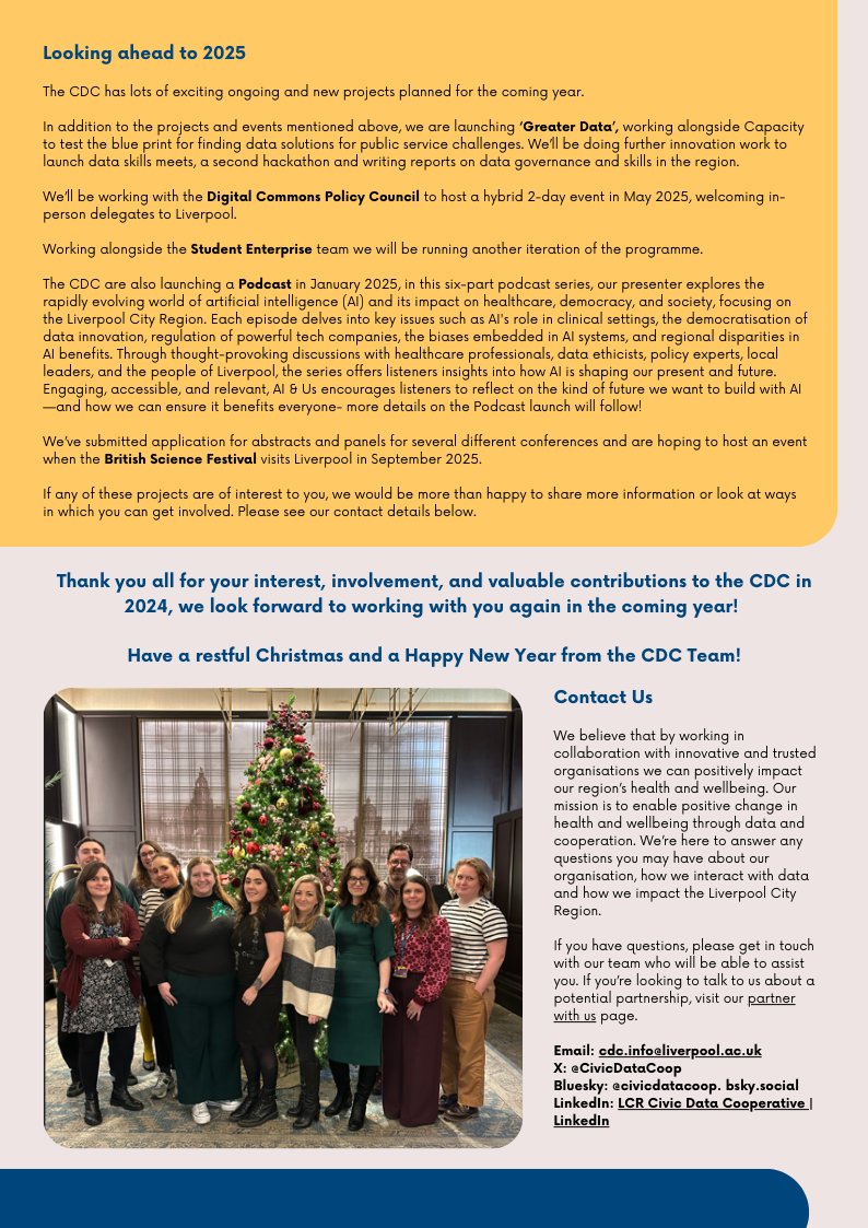 🎄 Season’s Greetings from the CDC Team! 🎄
Check out our round up of what the CDC has been up to in the last few months and looking ahead to what we have planned for 2025. We would like to thank you all for your interest, involvement and valuable contributions to the CDC in 2024