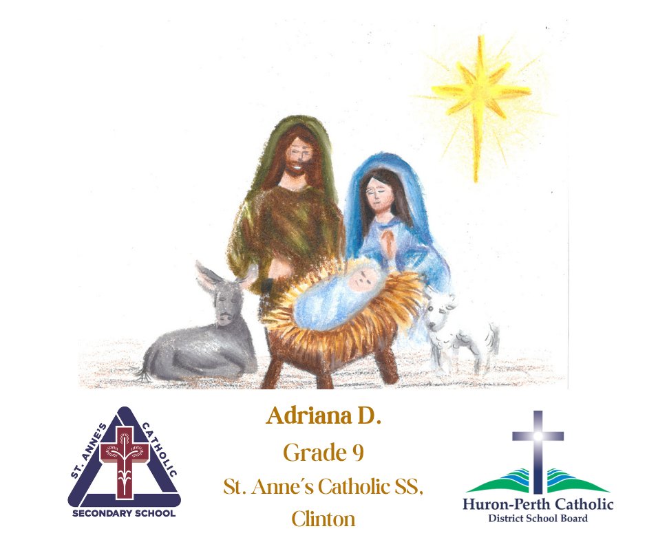 Look at this amazing Nativity scene submitted for the Board Christmas Card Student Artist Contest! The talented artist, Adriana D., a Grade 9 student from @stannescss  was selected as one of our Honourable Mentions!