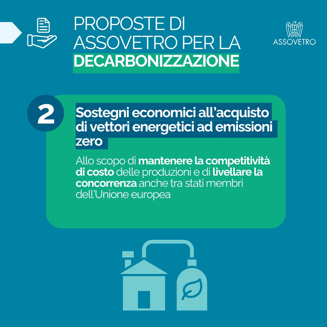 Il vetro è dinanzi ad una doppia sfida:

Ridurre l'impatto ambientale come da obiettivi europei e mantenere competitività a livello globale.

La transizione verso un’economia decarbonizzata richiede misure di supporto per evitare che le imprese subiscano un dislivello competitivo