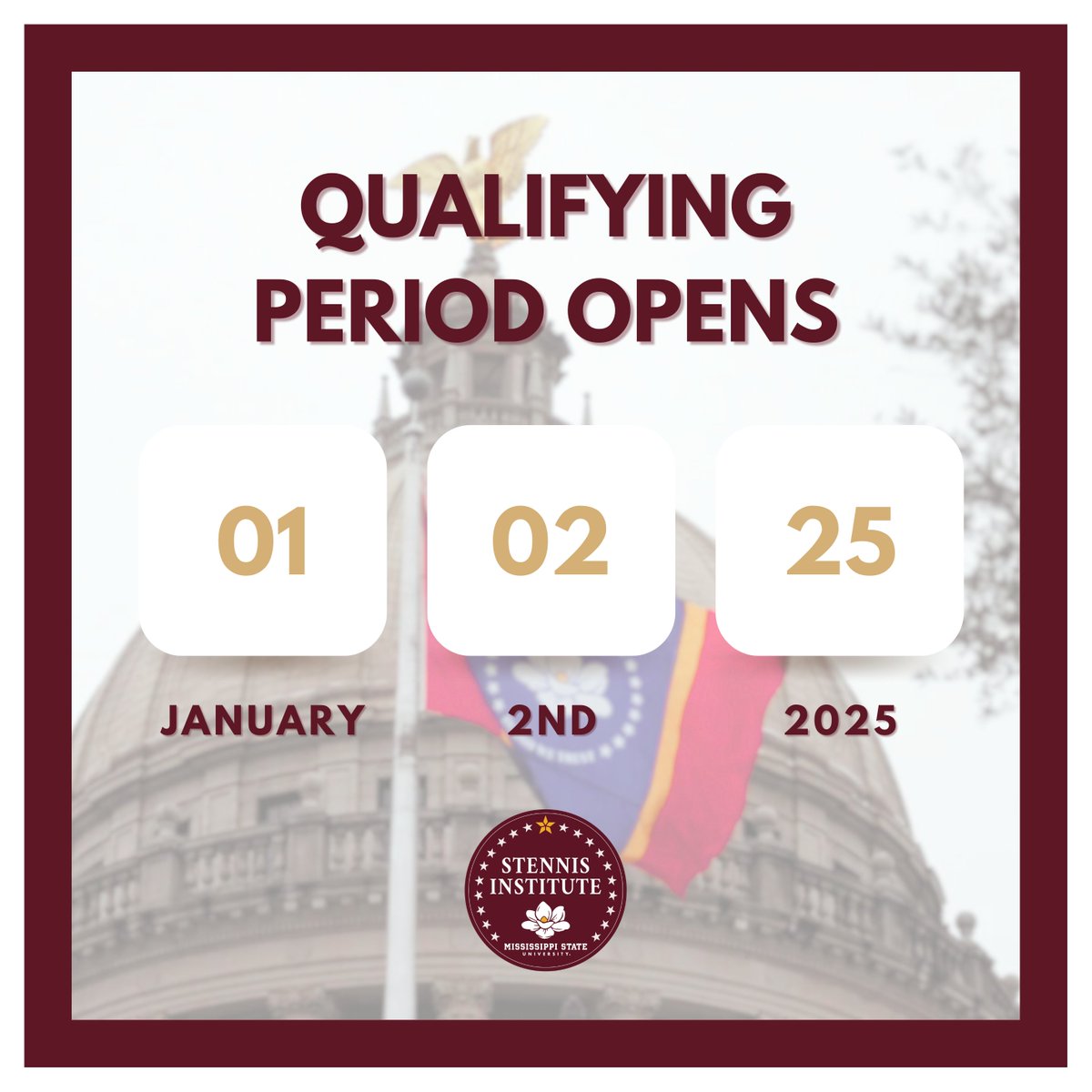 JCStennisInst's tweet photo. Interested in running for municipal office? The qualifying period starts today and ends January 31st. Check out our Elections Hub for more upcoming dates and resources from the @MississippiSOS. 

https://t.co/wMC5fCLftk https://t.co/CoOU80GJPg