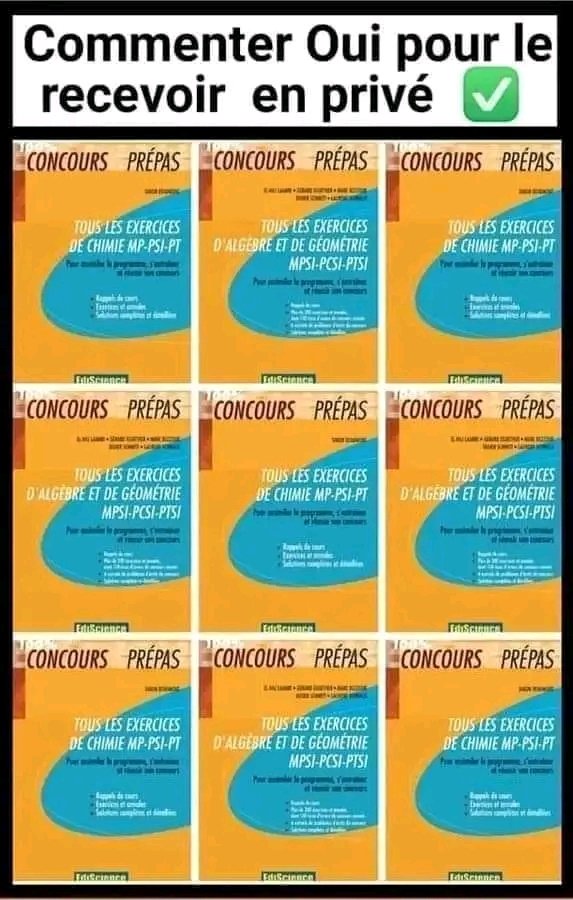 Lingnieur2's tweet photo. 📚 Collection 100 % Concours Prépa (PDF)
💬 Envoyez-nous "Oui" en commentaire pour le recevoir directement en message privé. 📩
👉 Téléchargez-le gratuitement ici : https://t.co/q2IzMZ45HM
#TheGreatLibrary
Merci pour votre confiance et votre passion pour la lecture ! 📖✨ https://t.co/aXFGuicEQe