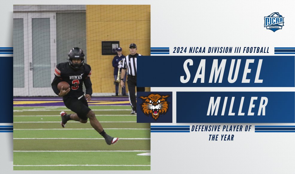 NJCAAFootball's tweet photo. 💪A defensive powerhouse!

Samuel Miller of @NDSCSAthletics has been named the 2024 #NJCAAFootball DIII Defensive Player of the Year!

Full Release | https://t.co/UJ8e6Cxdvl https://t.co/Ud4HYEplGG