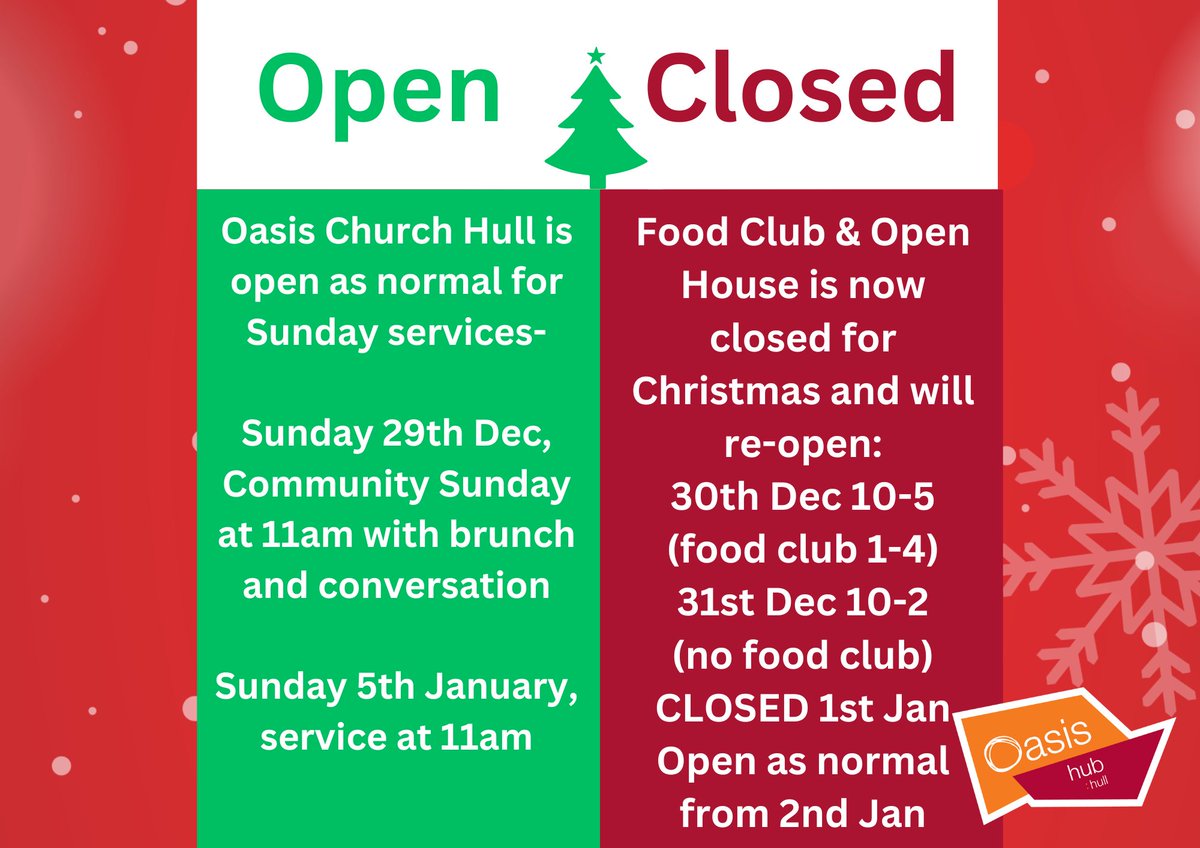 We've had such a great time this week with our nativity service, Open House and snowy World of Wonder!

We are now closed over Christmas.

Our next opening time is Sun 29th Dec for Community Sunday
&amp; Mon 30th December for Open House.

Have a great Christmas everyone, see you soon