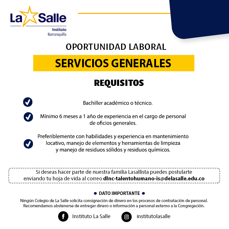islasalle's tweet photo. #OportunidadLaboral

¡Tenemos vacantes disponibles!

Si eres una persona apasionada, comprometida y con vocación esta es tú oportunidad. 

¿Cómo postularte?
Envía tu CV a dlnc-talentohumano-is@delasalle.edu.co y únete a nuestra gran familia Lasallista. https://t.co/W6wKu10jEa