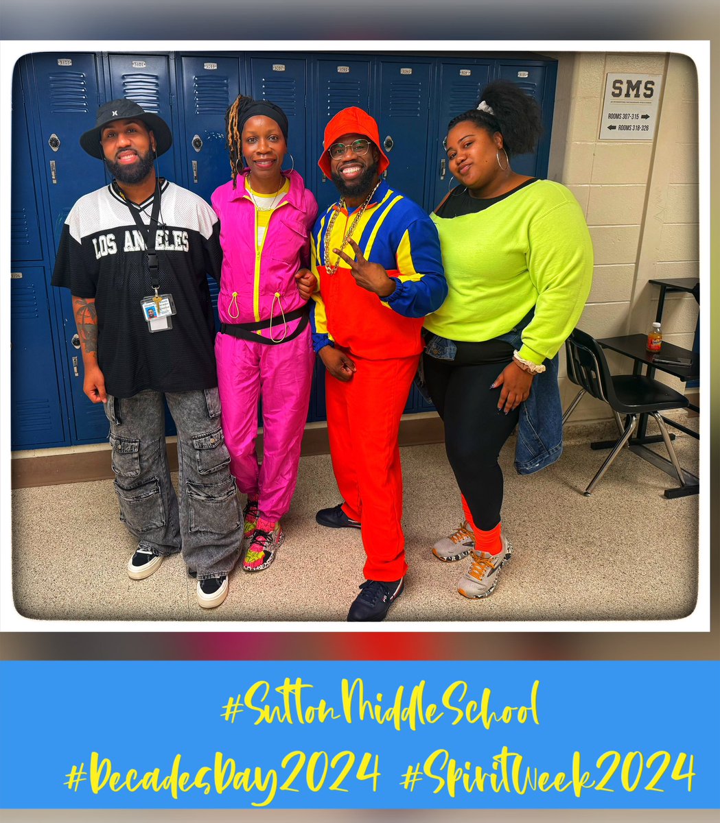 VirgoEducator's tweet photo. 7th grade students and teachers stepped back in time at Sutton Middle School! ππ€ππ€
Itβs Decades Day during Spirit Week, and weβre celebrating the coolest styles and vibes from the past! π #DecadesDay #SpiritWeekFun
Returning back to teaching middle school after 10 years of teaching elementary school has been a complete VIBE! #MiddleSchoolRocks
These past 18 weeks of the semester have been amazing. π€©
@SuttonCougars @SuttonPTA @MerriweatherEDU @fhenderson1908 @FPB_SuttonPA @SMSFielder @SEL_APS @apsupdate