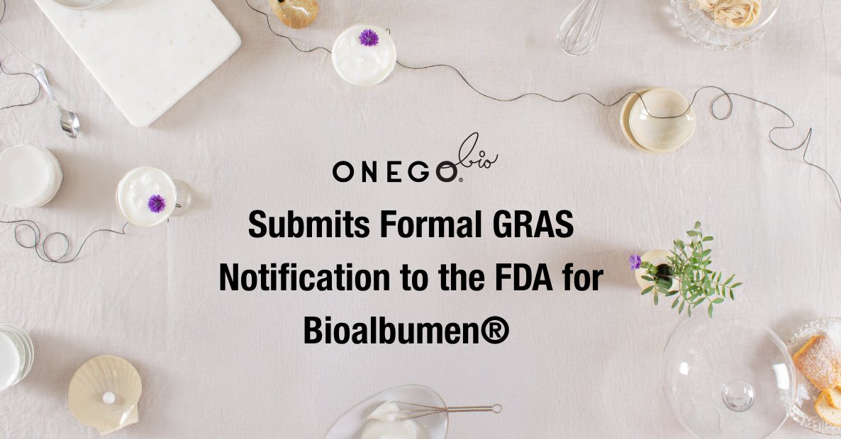 Onego Bio (@onego_bio) on Twitter photo We're excited to announce to have submitted formal GRAS notification to the <a href="/US_FDA/">U.S. FDA</a> for our non-animal ovalbumin #Bioalbumen®! 
Read the press release: onego.bio/press/our-news… We're excited to announce to have submitted formal GRAS notification to the <a href="/US_FDA/">U.S. FDA</a> for our non-animal ovalbumin #Bioalbumen®! 
Read the press release: onego.bio/press/our-news…