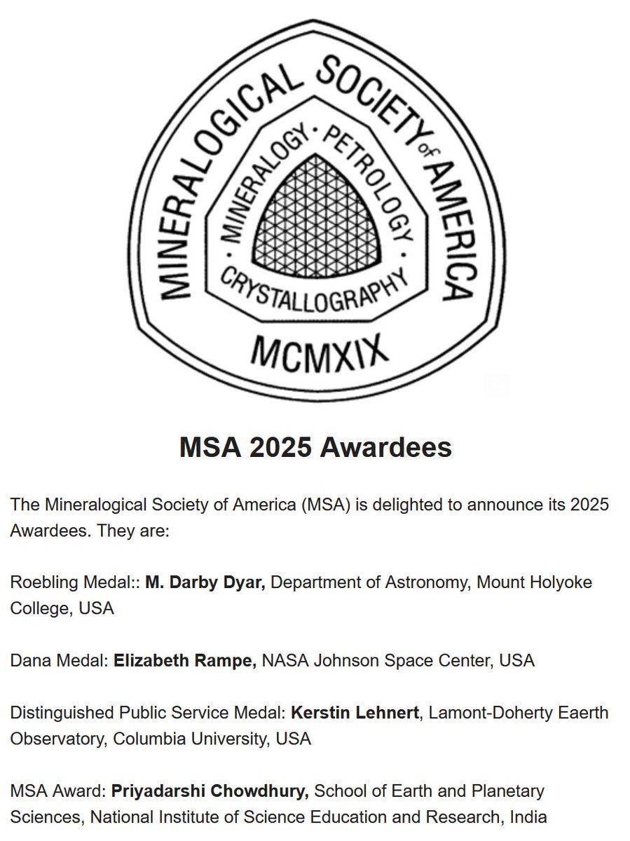 Priyadarshi Chowdhury (@pd_chowdhury) on Twitter photo Stoked to receive the #MSA_Award_2025 (msaweb.org/msa-award/) from the Mineralogical Society of America <a href="/MinSocAm/">Mineralogical Society of America</a>!
Grateful for the global recognition & thanks to my peers & mentors for support!
<a href="/niser_official/">NISER</a>
<a href="/DAEIndia/">DAE India</a>
thanks to <a href="/ruhrunibochum/">Ruhr-Universität Bochum</a> (PhD) & <a href="/MonashEAE/">Monash Earth, Atmosphere and Environment 🌏🌪️🍃</a> (Postdoc)! Stoked to receive the #MSA_Award_2025 (msaweb.org/msa-award/) from the Mineralogical Society of America <a href="/MinSocAm/">Mineralogical Society of America</a>!
Grateful for the global recognition & thanks to my peers & mentors for support!
<a href="/niser_official/">NISER</a>
<a href="/DAEIndia/">DAE India</a>
thanks to <a href="/ruhrunibochum/">Ruhr-Universität Bochum</a> (PhD) & <a href="/MonashEAE/">Monash Earth, Atmosphere and Environment 🌏🌪️🍃</a> (Postdoc)!