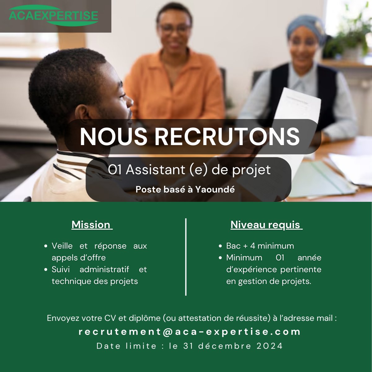 AcaExper's tweet image. 𝐍𝐨𝐮𝐬 #𝐫𝐞𝐜𝐫𝐮𝐭𝐨𝐧𝐬 𝐮𝐧(𝐞) 𝐀𝐬𝐬𝐢𝐬𝐭𝐚𝐧𝐭(𝐞) 𝐝𝐞 𝐏𝐫𝐨𝐣𝐞𝐭
Vous êtes rigoureux(se), dynamique et organisé(e).
Vous souhaitez relever des défis et contribuer à la réussite de projets innovants.

Rejoignez notre équipe 📷

#AssistantDeProjet #GestionDeProjets