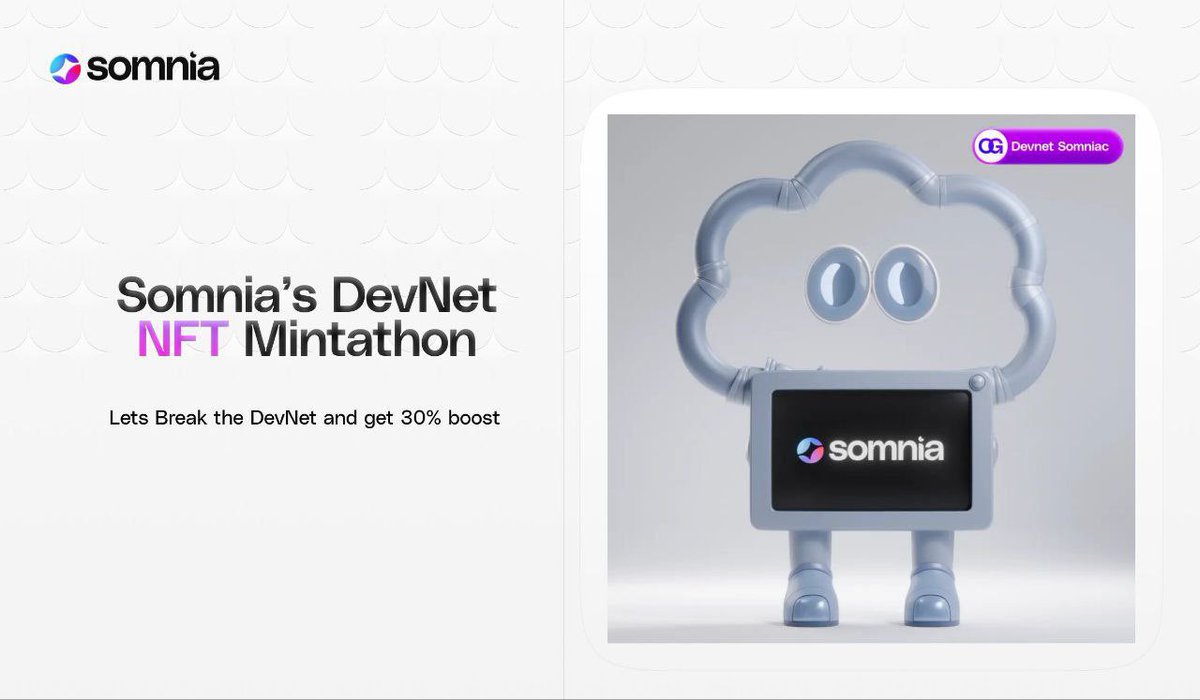 Bhheennyy's tweet photo. 🧑‍💻SOMNIA UPDATE

Be one of the first to mint an #NFT on Somnia during our 72-hour #Mintathon starting at 9AM est on Dec 18th. Get a 30% boost on your Somnia Quest.

➡️ Mint NFT: https://t.co/n6gMB9MNOe 

👉Start Somnia Quests on Devnet 
- Start your Journey: https://t.co/LZB3tKNHQM
