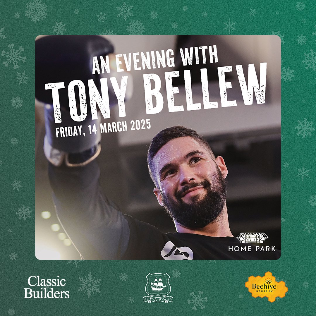 A Classic Argyle Christmas - in partnership with <a href="/ClassicSWLtd/">Classic Builders SW Ltd</a>! 💚🎄

Former boxing world champion Tony Bellew joins us for 'An Evening With' in March - and we're giving away a pair of tickets 🥊

To enter, share this post and follow <a href="/homeparkstadium/">Home Park</a>!