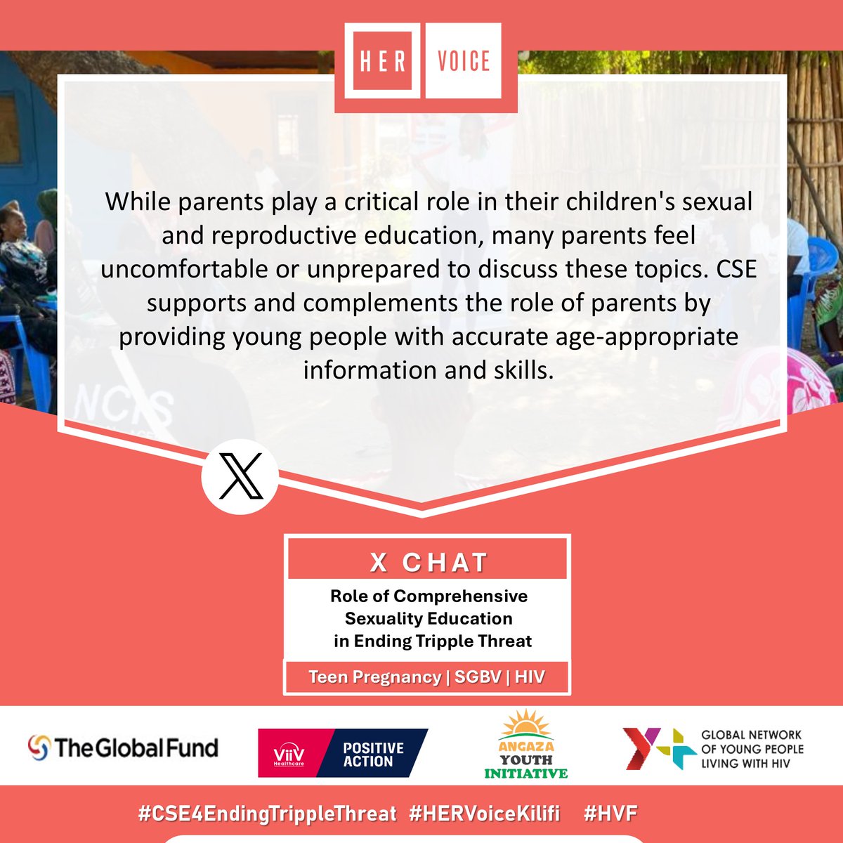 CSE complements parents' efforts by providing additional accurate and age-appropriate information, bridging gaps in education.

 #CSE4EndingTrippleThreat #HERVoiceKilifi #HVF