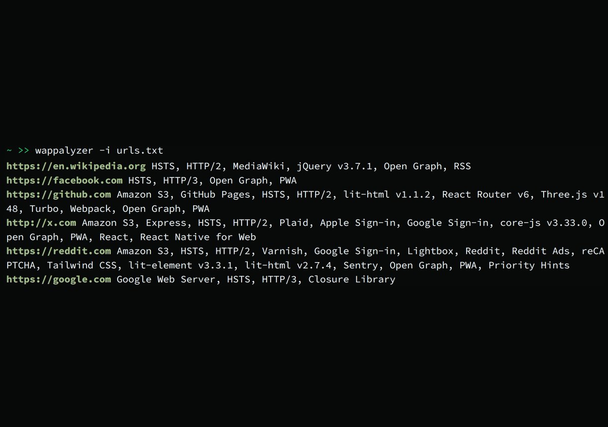 Lets revive Wappalyzer :)

Github: github.com/s0md3v/wappaly…

- Uses the official firefox extension for accurate results.
- Supports exporting results to json and csv.
- Can scan urls in bulk.
- Can be used as a python library for easy integration.