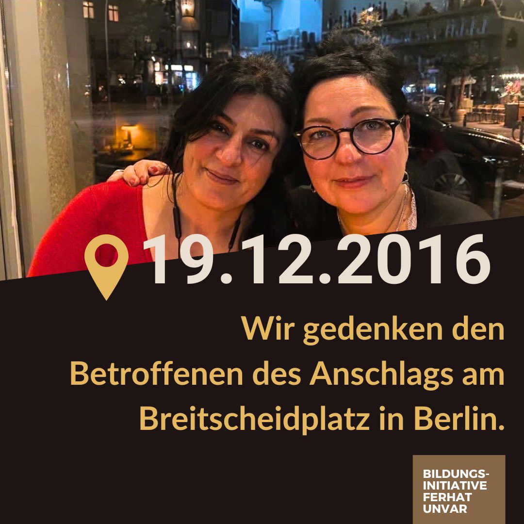 Am 19. Dezember 2016 starben 13 Menschen bei dem Anschlag auf den Weihnachtsmarkt am Berliner Breitscheidplatz, viele weitere wurden verletzt.

Wir gedenken 8 Jahre nach dem Anschlag auch diesen Verstorbenen und stehen solidarisch mit Familien und Angehörigen, darunter Astrid