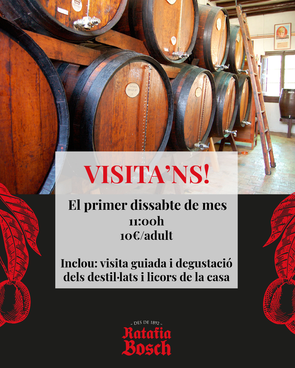 ratafiabosch's tweet photo. Què dieu? Que no teniu plans per aquestes dates que s’acosten? Només cal que entreu a la nostra web i reserveu el pla perfecte: una visita a la destil·leria!
Reserveu la vostra visita!
#RatafiaBosch #Ratafia #desdesempre #xarrup #qualitat #ratafiacadadia #SantQuirzedeBesora https://t.co/z6wRMFpu1j
