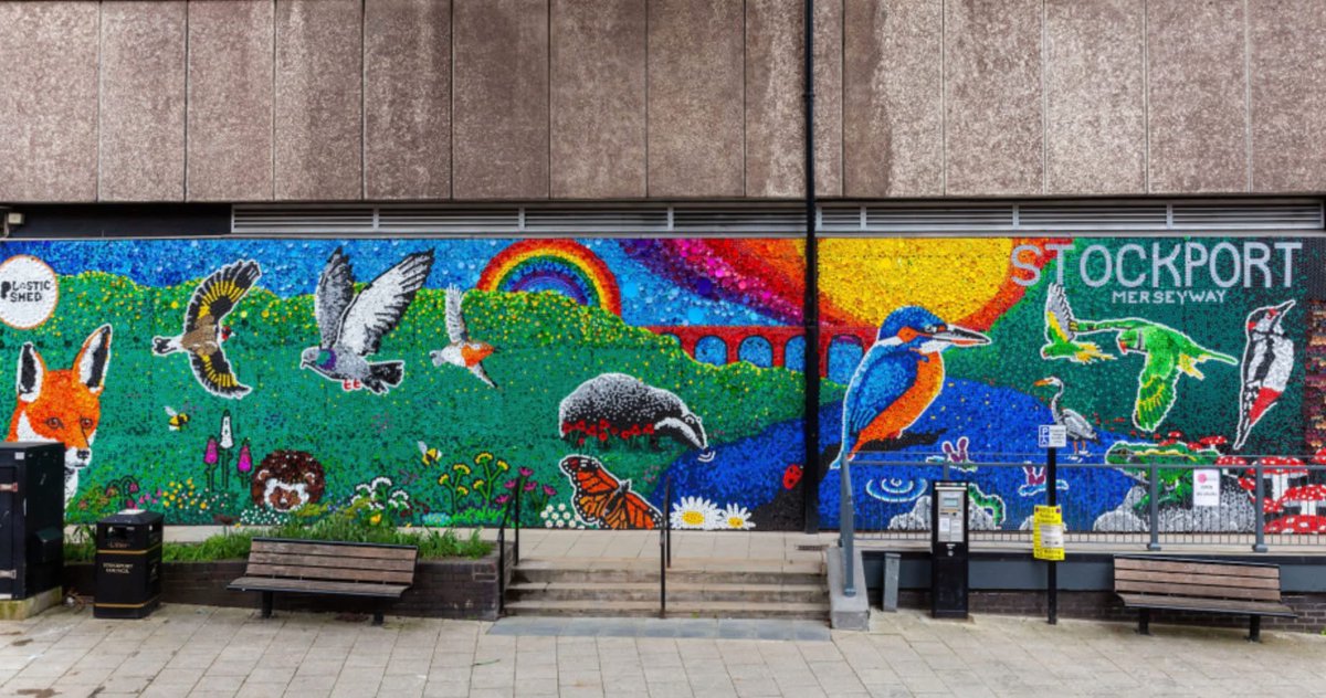 Who's been to see the plastic shed mural with over 80,000 lids placed by the local community! #onestockport
