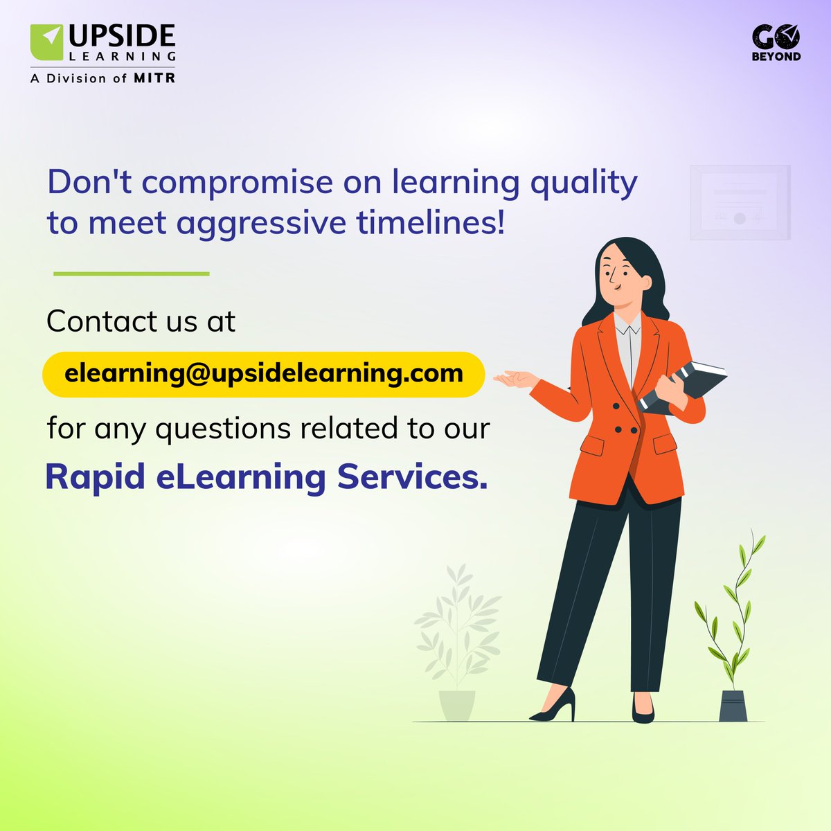 UpsideLearning's tweet photo. Are you trying to find quick, effective, and personalized learning solutions for your company? 

For a free consultation or with any inquiries about our services, get in touch with us at elearning@upsidelearning.com.​ 

#eLearning #upsideleaning #deeplearning #rapidelearning https://t.co/d05z1MpAqK