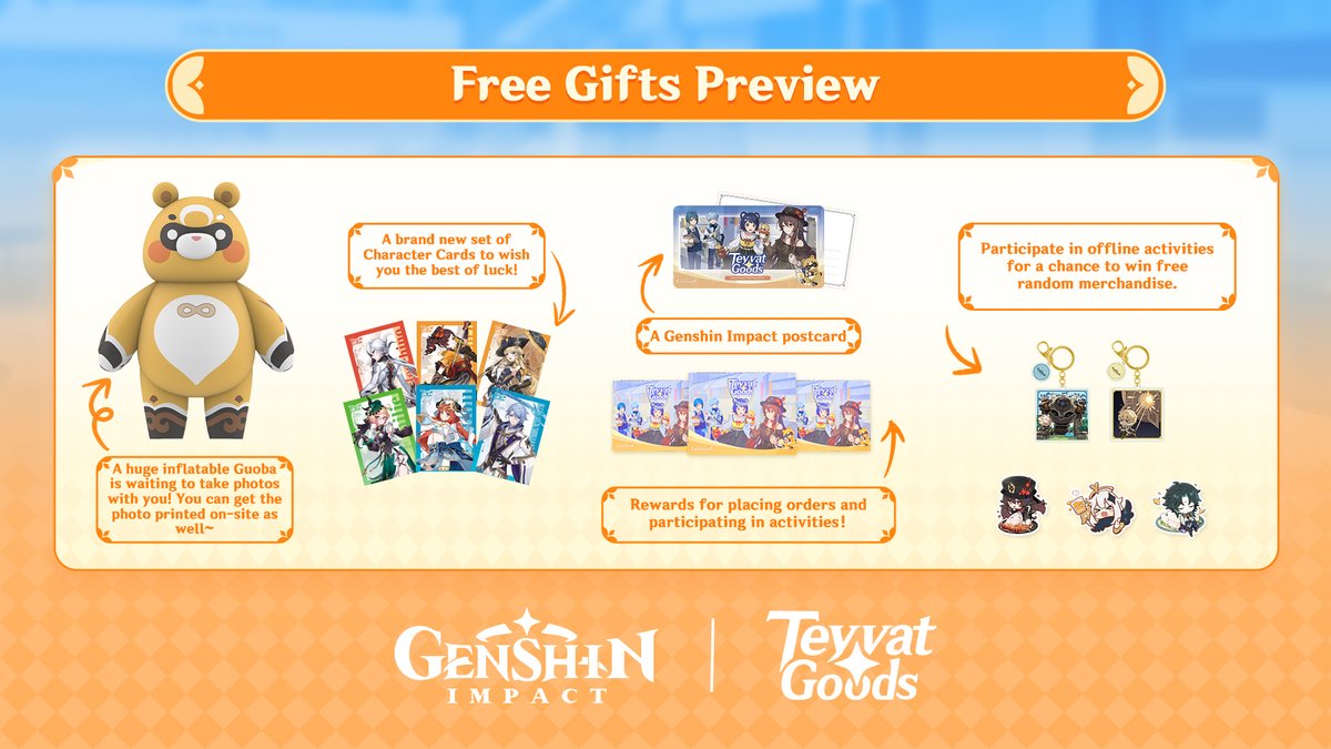 Hi Traveler! Our last merch pop-up store of 2024 in the US will be hosted in Boston from December 28 to January 5. #GenshinImpact #TeyvatGoods2024

We will bring unique merchandise and exciting on-site activities. Join other Travelers and enjoy this fun-filled time together!
