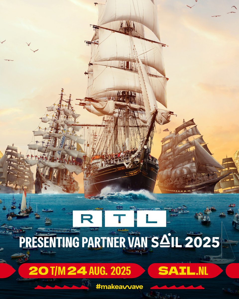 Samen met <a href="/RTLNL/">RTL</a> aan de slag om jou en ruim 2 miljoen bezoekers in de de stemming te brengen voor de tiende editie én 50 jaar SAIL in onze jubilerende hoofdstad! RTL steunt SAIL als Presenting Partner in de publiekscampagne richting 2025 👉 sail.nl/nieuws/rtl-sta… #MakeAWave