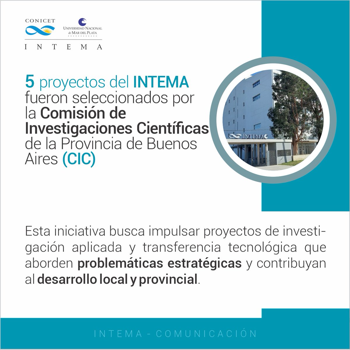 INTEMA_CONICET_UNMDP (@intema_mdp) on Twitter photo 📷
5 proyectos del INTEMA fueron seleccionados por la Comisión de Investigaciones Científicas de la provincia de Buenos Aires <a href="/CICPBA/">Comisión de Investigaciones Científicas</a> en la convocatoria Ideas-Proyectos de Investigación, Desarrollo y Transferencia 2024-25.
Nota completa: intema.gob.ar 📷
5 proyectos del INTEMA fueron seleccionados por la Comisión de Investigaciones Científicas de la provincia de Buenos Aires <a href="/CICPBA/">Comisión de Investigaciones Científicas</a> en la convocatoria Ideas-Proyectos de Investigación, Desarrollo y Transferencia 2024-25.
Nota completa: intema.gob.ar