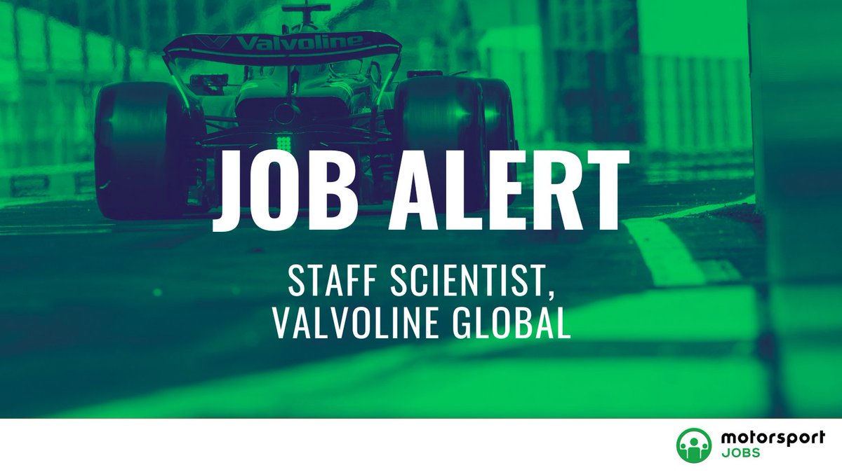 Motorsport_Jobs's tweet photo. Staff Scientist @Valvoline

Apply 🔗  https://t.co/VdQ3UpVGFb

#motorsportjobs #motorsport #jobs #jobalert #jobsinmotorsport #HowtogetajobinF1 #workinf1 #f1jobs #jobsinf1 #F1 #Formula1 #f1careers #valvoline #Oil #fluid #transaxle #transmission #driveline #formulations #Chemistry https://t.co/IFVyP9pW2Q