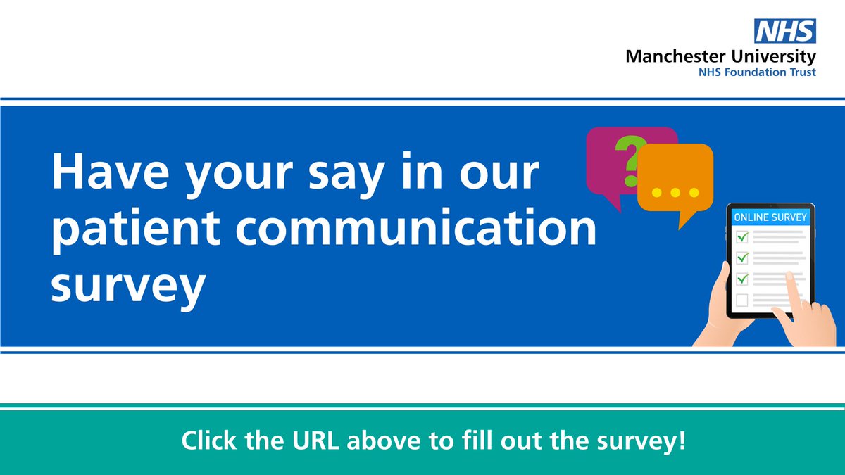 📣 We are working to improve how we communicate with you about your care, and we want your feedback. 
Please take two minutes to complete the short survey below and have your say on the quality, clarity, and effectiveness of the information we provide.
⬇️ 
mft.nhs.uk/the-trust/mymf…