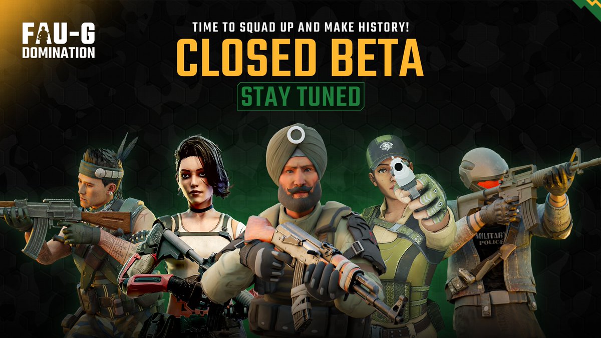Your call has been heard. It is time to bring the squad together and prepare to dive into some intense FAU-G: Domination action! 📷

Closed BETA. Coming Soon. 📷

Follow us and stay tuned for more information. 

#FAUG #FAUGDomination #FAUGGame  #FAUGPlaytest #MadeInIndia