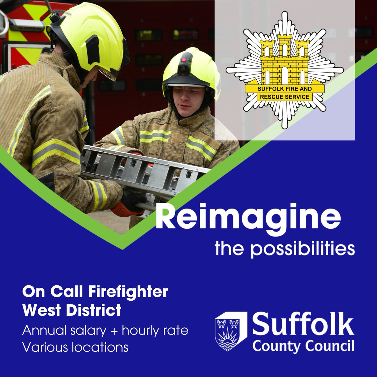 On-Call Firefighter 
<a href="/suffolkcc/">Suffolk CC</a> and <a href="/SuffolkFire/">Suffolk Fire & Rescue Service</a> - Various Locations in Suffolk, On-Call salary applies, Permanent. 

To apply for this job, visit: 
suffolkjobsdirect.org/#en/sites/CX_1…

#fireservicejobs #firefighterjobs #suffolk #suffolkjobs #suffolkjobsdirect