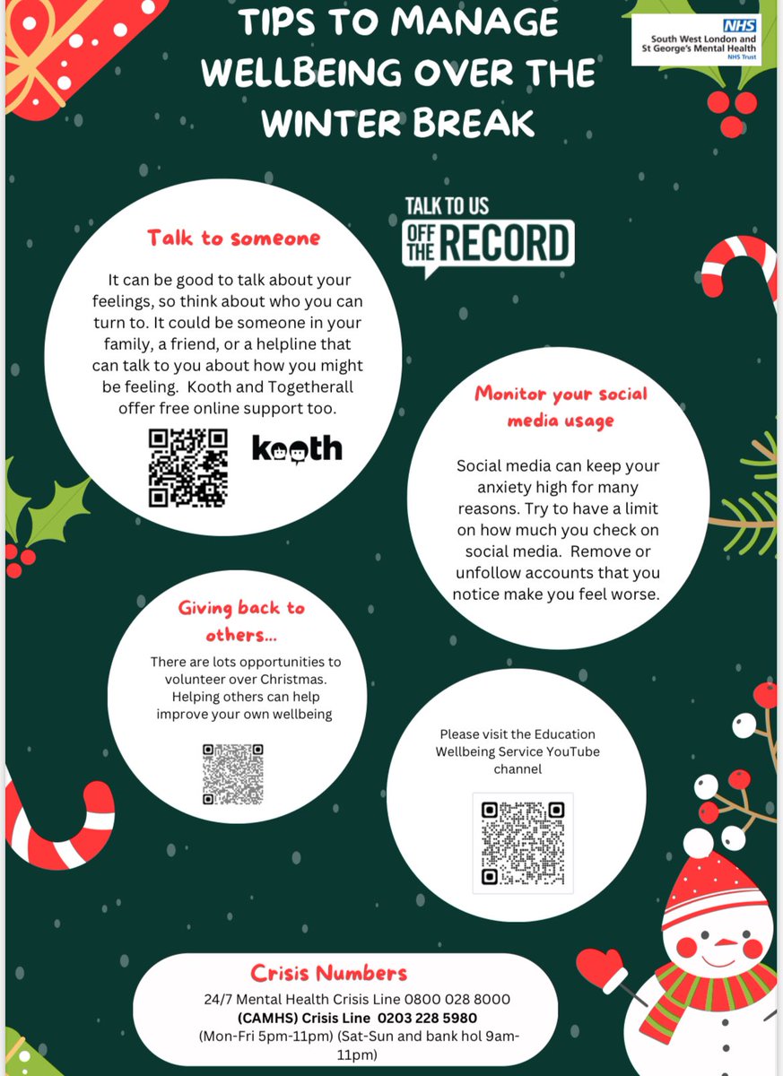 Please find attached guide for secondary age children for the holidays, with tips of activities to maintain wellbeing, links to other services, our YouTube channel and the crisis line numbers.
togetherforsutton.org.uk/how-we-can-hel… Link for parent support