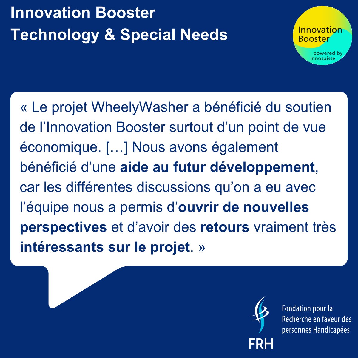 Fondation_FRH's tweet photo. Le WheelyWasher, une station de nettoyage automatique pour les roues des fauteuils roulants, a été soutenu par notre #SwissInnovationBooster Technology &amp; Special Needs. L’équipe témoigne.

Plus d’informations : https://t.co/hLGamwfZB1
@Innosuisse https://t.co/47zPQvLUr4