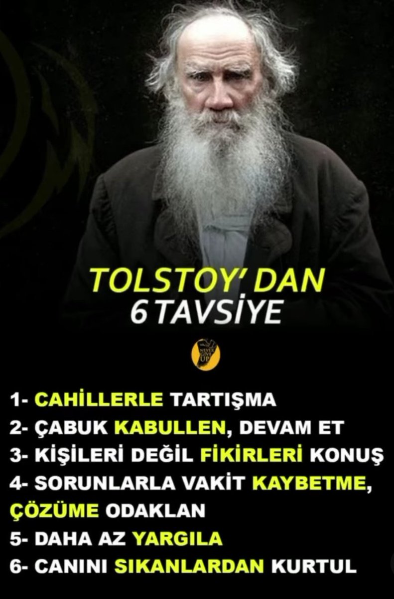 GelisDegisDonus's tweet photo. 📌 Tolstoy'dan 6 tavsiye https://t.co/9E6rRjGAPl