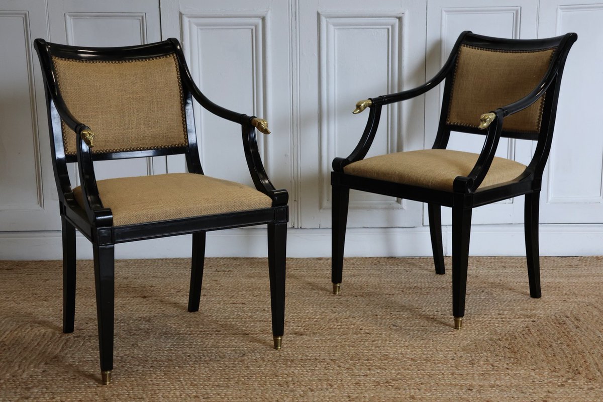 BrownriggUK's tweet image. Stylish Pair of 1970s Ebonised Armchairs with Dogs Heads Mounts in Brass

tinyurl.com/2hy3486d

#ebonisedarmchair #antiquearmchair #antiquechair #pairofchair