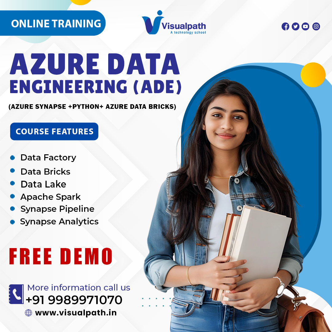 EVisualpat85693's tweet photo. #Visualpath Advance your skills with #Microsoft #azuredataengineer. Expert-led training for real-world application. 
WhatsApp: https://t.co/KzVeNUhoqC
Blog link: https://t.co/7vtjGvq0wU
Visit us: https://t.co/dgwGD03yRi

#DataFactory #DataBricks #DataLake #SynapseAnalytics https://t.co/V9fEZJfI2o