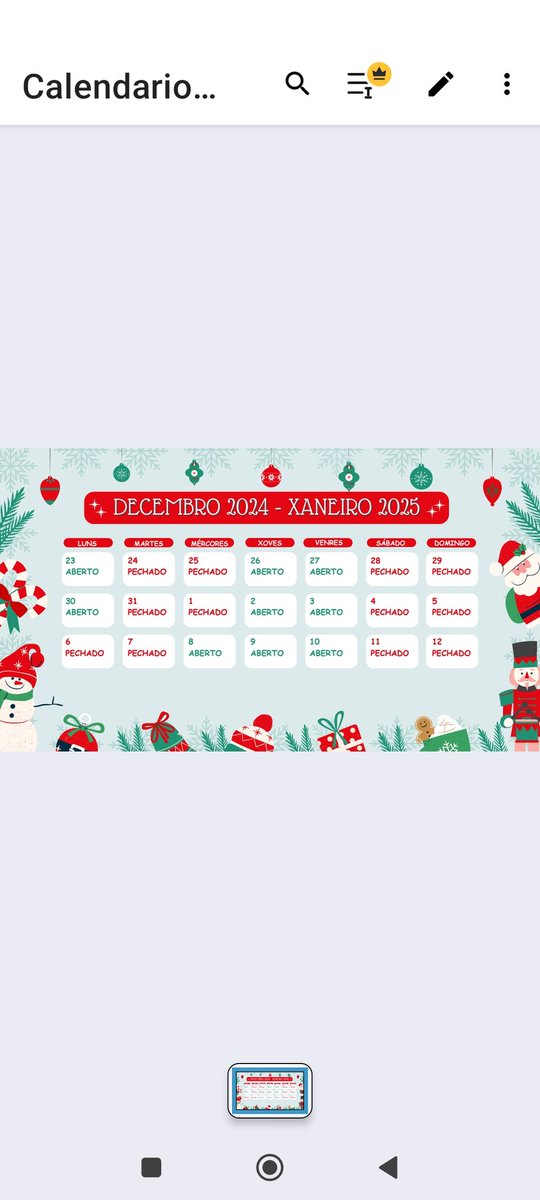 Horario especial de Nadal