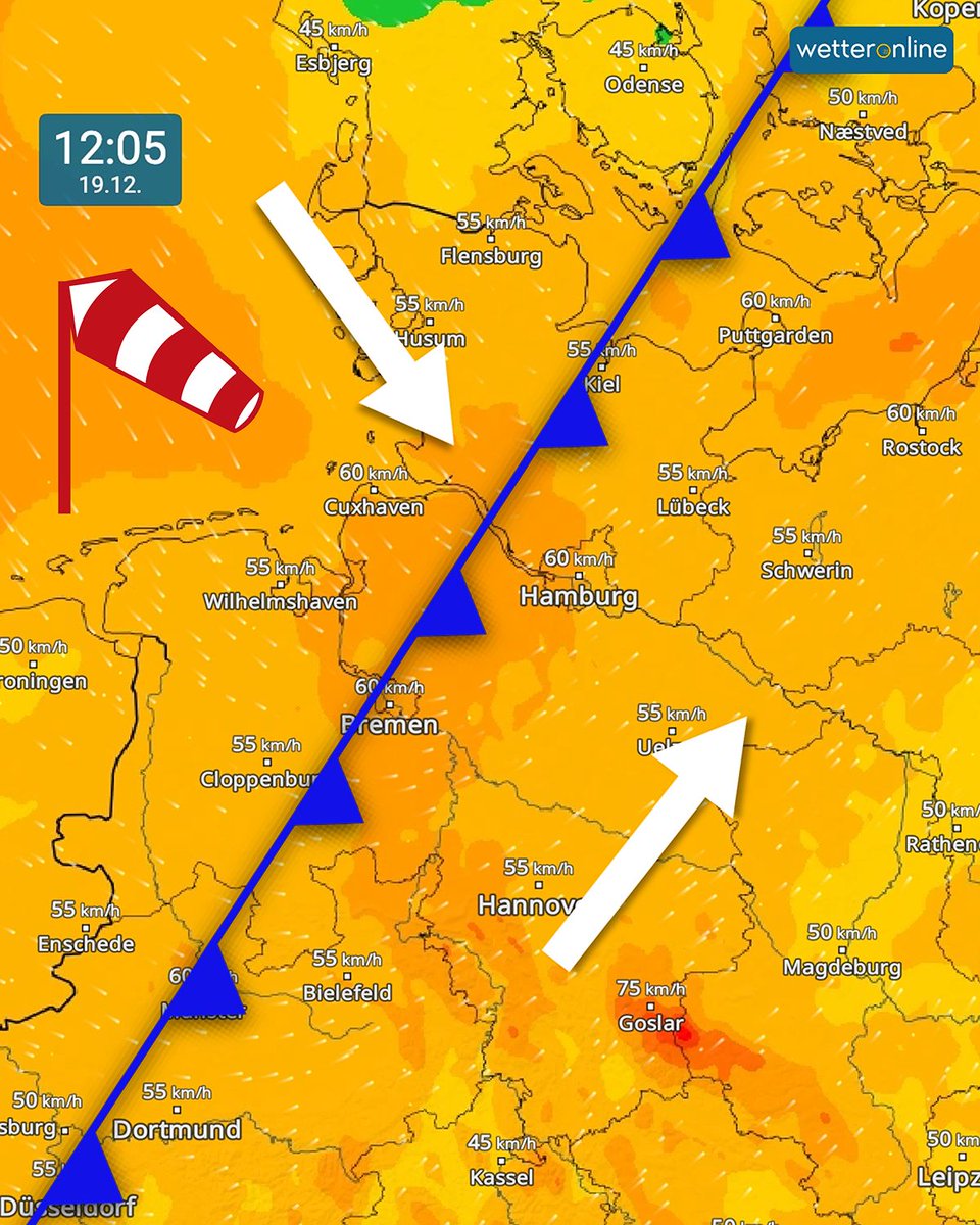 WetterOnline's tweet image. Windsprung: Südwest → Nordwest 💨 

Mit einer Front strömt kalte Luft nach: In der Westhälfte fallen die Temperaturen bis zum Nachmittag auf 4 bis 6 Grad. 🧥 

Im WindRadar könnt ihr den Windsprung deutlich sehen.
👉 to.wetteronline.de/windsprung

#Kaltfront #Wind #WindRadar