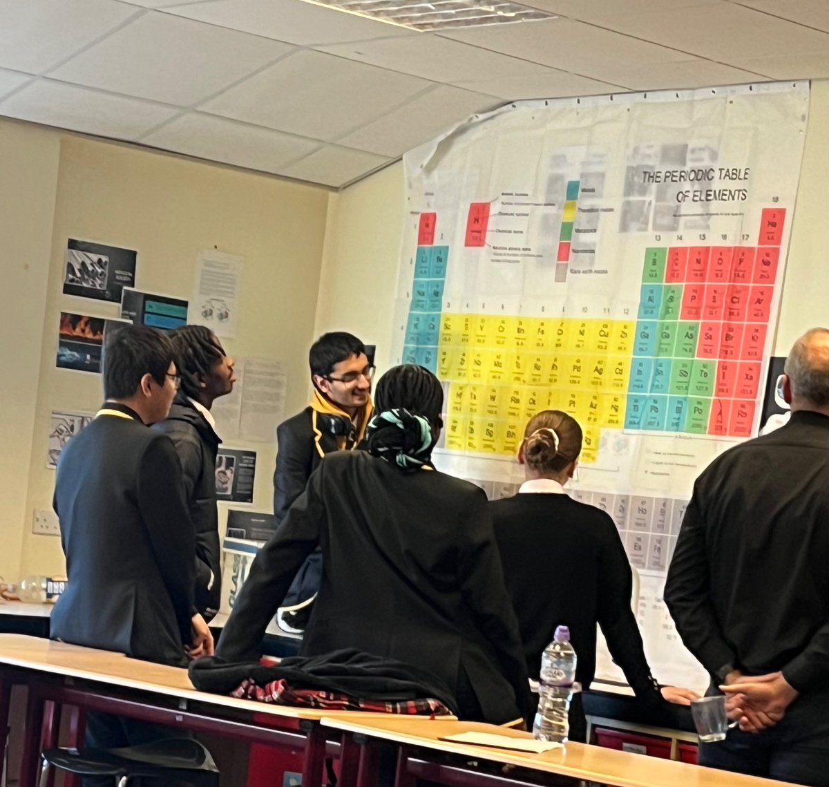 Advanced Higher are loving Dr F’s new periodic shower curtain 😝 <a href="/StMungosAcademy/">St Mungo's Academy</a>