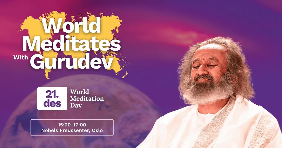 "Discover the magic within through meditation"
On the occasion of World Meditation Day, Art of Living Norway is organizing a meditation event with Gurudev Sri Sri Ravi Shankar on December 21st from 3pm to 5pm.