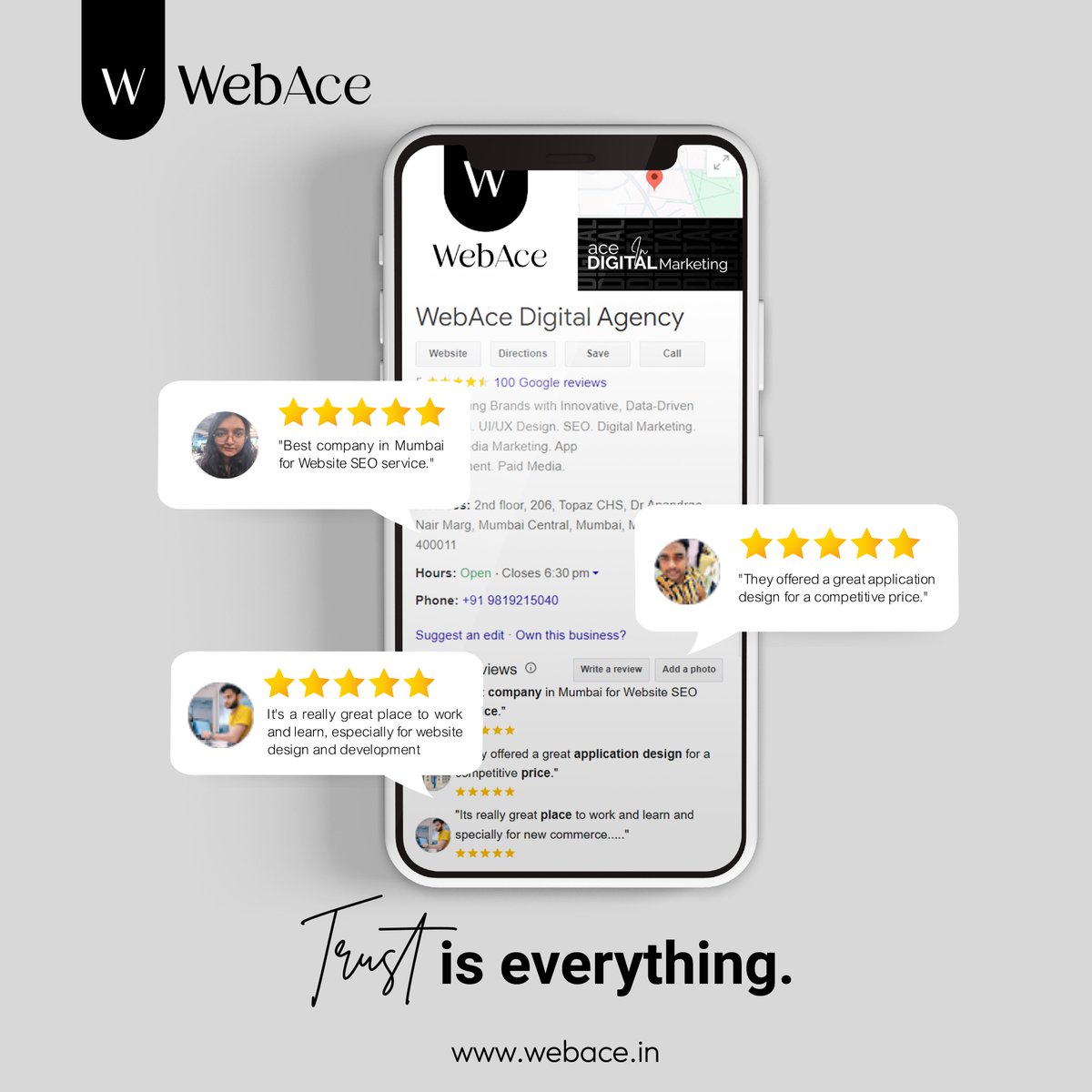WebAce_India's tweet photo. Your reputation is your brand’s strongest asset. 
At WebAce, we manage reviews, ratings, and SERP presence to help your business shine online.

Ready to build trust and grow? Let’s connect! 
#WebAce #ReputationManagement #TrustMatters https://t.co/v7XdgQlrwD