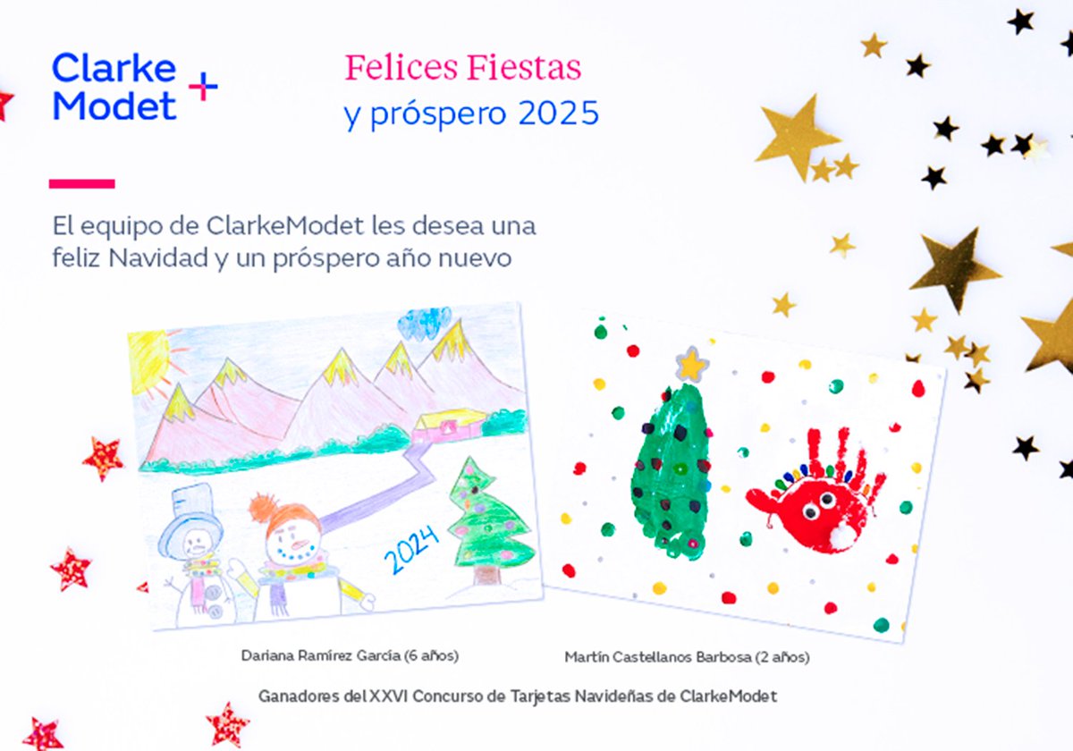 ClarkeModet (@clarkemodet) on Twitter photo 🎄¡Felices fiestas y un próspero 2025! 
Un año más, compartimos nuestra felicitación navideña, creada con los dibujos ganadores de nuestro XXVI Concurso de Christmas, en el que participan los hijos de nuestro equipo en 13 países. 
Gracias por ser parte de un año maravilloso✨ 🎄¡Felices fiestas y un próspero 2025! 
Un año más, compartimos nuestra felicitación navideña, creada con los dibujos ganadores de nuestro XXVI Concurso de Christmas, en el que participan los hijos de nuestro equipo en 13 países. 
Gracias por ser parte de un año maravilloso✨